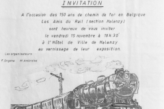 Halanzy exposition 150 ans de chemin de fer Belge 15 au 18 novembre 1985